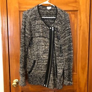 Club Monaco Chic Fuzzy Jacket w Leather Trim